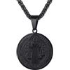 U7 Collana Uomo Donna Medaglia San Benedetto Nero Acciaio Inossidabile