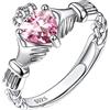 Suplight Anello Claddagh Anello Donna Argento 925 Regolabile Pietra Cuore Anello Argento Donna Regolabile Opale Anello Solitario Ottobre Fede Matrimonio Sposa