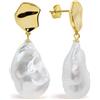 Secret & You Orecchini di perle d'acqua dolce da donna con perle barocche o Keshi Grande XL bianche più di 14 mm di SECRET & YOU - Argento sterling 925 placcato in oro 18k o rodio