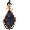 BOLFFU Collana di Cristallo Tektite di Meteoriti Tibetani Autentici,Pendente in Tektite Certificato Pietra Grezza,Forma Irregolare,Nero