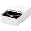 PANDORA Bracciale Moments con catena con borchie placcato in oro 14 carati con chiusura a cuore, 20
