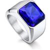 Bandmax Anello Uomo Donna in Acciaio Inossidabile, Anello Argento Uomo con Pietra Zaffiro, Anello Misura 25 Circonferenza 64.6mm, Confezione Regalo