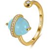 HeyMeili Anello Donna Argento 925 Regolabile Pietra Portafortuna Forma Ovale, Anelli Donna Regolabile con Acquamarina Naturale Regalo