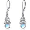 YAFEINI Orecchini con Pietra di Luna per Donna Orecchini a Cerchio con Nodo Celtico Irlandese in Argento Sterling 925 Leverback Gioielli Regali (E-pietra di luna con nodo celtico)