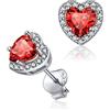 ChicSilver Orecchini Donna Argento 925, Orecchini Donna Cuore Rosso Rubino Pietra Portafortuna Luglio, Orecchino Zirconia per Anniversario Natale Compleanno