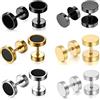 Cupimatch Set di 4 paia di orecchini a perno da uomo in acciaio inox da 10 mm, Acciaio inossidabile, senza pietra