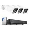 Reolink PoE 4K Telecamera Esterno, 5X Zoom Ottico, Rilevamento di Uomo/Veicolo/Animale, Faretti per Visione Notturna a Colori, Audio Bidirezionale, NVR 8CH con 2TB HDD, 3*RLC-811A e 1*RLN8-410