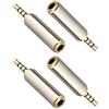 Jopto 4 adattatori per cuffie stereo da 2,5 mm maschio a 3,5 mm femmina, adattatore convertitore jack AUX placcato oro MIC TRRS per smartphone, tablet, altoparlanti, microfono e lettori di schede