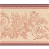Retro Art Abstract Red Cream Vines Floral Wallpaper Border design retrò, roll 15 'x 15,2 cm