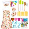 KAEGREEL Cucina Giocattolo per Bambini, 26Pz Set Utensili Cucina da Forno con Grembiule Unicorno/Cappello Chef/Cucchiai/Frullino, Regali di Ruolo da Chef per Ragazzi Ragazze 3+ Anni (Arancione)