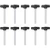 QUARKZMAN 10 Pezzi Manopole Aletta T Viti Testa Zigrinata M6 x 50mm Filettatura Maschio 27mm Testa in Plastica Manopole a T Manici Regolabili Manopole Serraggio Vite a Testa Zigrinata, Nero