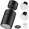 GUOYOU 360°Aeratore Rubinetto Girevole 2 Modalità di Spruzzatura Rompigetto Rubinetto Cucina Aeratore Rubinetto Cucina per Cucina/Bagno Filettatura Esterna M22 Filettatura Interna M24 (Nero)