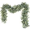 SOMYTING Ghirlanda di eucalipto artificiale con fiori bianchi, 2 confezioni da 5,9 piedi, foglie di dollaro argentate, ghirlanda di eucalipto imitazione per arco di matrimonio, runner da tavola