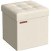SONGMICS Pouf Contenitore da 38 cm, Cassapanca Pieghevole, Panca Contenitore, Poggiapiedi, per Camera da Letto Ingresso Soggiorno, Bianco Crema LSF027W01