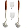 Roellgs 2 scovolini per WC con manico lungo, scopino per WC con manico in legno, design curvo, spazzola per la pulizia profonda