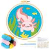 JSRQT Punch Needle Starter Kit Completo Mexican Walking Fish Strumento di Ricamo per Principianti Aghi Punzonatura Mestiere con Telaio Istruzioni Stick Embroidery Punto Croce Bambini Adulti