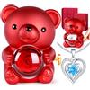 Aloskart Orsetto di Rosa Eterna con Collana per lei, Orso Rosa Eterna Stabilizzata, Regalo San Valentino per lei, Idee Regalo Donna Compleanno, Regalo Natale per Moglie Mamma Fidanzata, Anniversario
