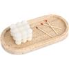 TABHOUKIT Vassoio Bagno Marmo Ovale Vassoio Portaoggetti Moderno Decorazioni Svuotatasche Ingresso Organizzazione per Candele Profumi Cucina Tessuti Sapone Shampoo Cosmetici Travertino 25 x 12 cm
