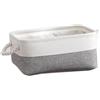 Anevous Scatola portaoggetti 41x32x20cm, cesto portaoggetti pieghevole in tessuto, con corda di cotone, scatole portaoggetti in tessuto per giocattoli, scaffali, vestiti, guardaroba, bianco e grigio