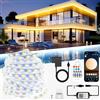 TENDIST 20M Striscia LED Esterno Impermeabile IP67, Luci Esterno LED Dimmerabile Bianca a Luce Calda, Strisce Adesive con Telecomando & APP, Striscia Impermeabile 24v per Cucina da Esterno, Gazebo