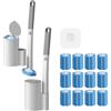 AURIVEE Scopino WC Usa e Getta 1-Pack con 12 Ricariche,Sistema di pulizia igienico con manico esteso, design facile da agganciare e gettare per water, bagno, lavandino - Profumo fresco oceanico