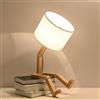Elinkume robot simpatico lampada da tavolo,lampadas da comodino in legno ,lamp tavolo creativa base in legno forma regolabile,divertente luce di lettura funky per camera da letto,studio,ufficio,vivaio(E27)