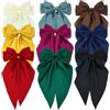 Yoosit Confezione da 9 fiocchi per capelli in raso di grandi dimensioni, colore bianco, rosa, rosso, blu, verde, nero, accessori per capelli con fiocco lungo e nastro gigante, fermagli per capelli