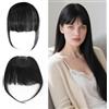 DELAESI Clip in Pony 100% capelli veri, clip in bangs, extension per capelli con frangia tempia, capelli veri da donna (nero)