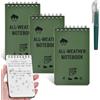 Ayicheyl Spiral Quaderno Appunti Impermeabile, 3 Pezzi A7 Taccuino Tascabile Resistente All'acqua con Penna, Block Notes Piccoli Mini Notebook 5 Minute Journal per I Viaggi, La Scuola, Il Lavoro (Verde)