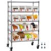 VEVOR Scaffale per Carichi Pesanti Portaoggetti con ruote a 5 Ripiani, 16 Contenitori Portaoggetti, Sistema di Scaffalature in Filo d'Acciaio, per Garage, Magazzino, Ufficio, Ristorante, Aula, Cucina