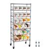 VEVOR Scaffale Portaoggetti Mobile a 7 Ripiani, 24 Contenitori Portaoggetti, Sistema di Scaffalature in Filo d'Acciaio con Ruote, per Garage, Magazzino, Ufficio, Ristorante, Aula, Cucina