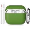 KOKOKA Custodia Case Compatibile con AirPods Pro 3 con Kit di Pulizia, Case Cover Protettiva in Morbido Silicone per AirPods Pro 3ª Generazione con Moschettone, LED Anteriore Visibile, Grass Green