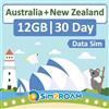 SIM2ROAM Australia e Nuova Zelanda - SIM Card Solo Dati | 30 Giorni | 12GB di Dati ad Alta Velocità fino a 5G | Nessuna Attivazione Richiesta | Plug & Play