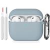 KOKOKA Custodia Case Compatibile con AirPods Pro 3 con Kit di Pulizia, Case Cover Protettiva in Morbido Silicone per AirPods Pro 3ª Generazione con Moschettone, LED Anteriore Visibile, Denim Blue