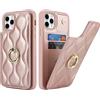SailorTech iPhone 11 Pro Max Custodia con portacarte, iPhone 11 Pro Max Custodia telefonica ad anello con supporto per carta di credito Custodia carina e alla moda per iPhone 11 Pro Max - Oro rosa