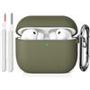 KOKOKA Custodia Case Compatibile con AirPods Pro 3 2025 con Kit di Pulizia, Case Cover Protettiva in Morbido Silicone per AirPods Pro 3ª Generazione con Moschettone, LED Anteriore Visibile, Army Green