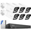Reolink PoE 4K Telecamera Esterno, 5X Zoom Ottico, Rilevamento di Uomo/Veicolo/Animale, Faretti per Visione Notturna a Colori, Audio Bidirezionale, NVR 16CH con 4TB HDD, 6*RLC-811A e 1*RLN16-410