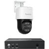 Reolink 4K PTZ Telecamera Esterno a Doppio Obiettivo, 6X Zoom Ibrido, Rotazione a 355°/90°, Rilevamento Intelligente, Audio 2 Vie, Switch a 4 Porte PoE e 1 Porta Gigabit, 1*TrackMix PoE e 1*RLA-PS1E
