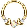 CM Crareesi Mania Piercing per setto nasale con fasi lunari, in acciaio inossidabile 316L, argento e oro, con cristallo AB trasparente, per donne e uomini, 10 mm, Zirconia cubica