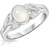 DTPSilver, anello Trinity con nodo celtico in argento sterling 925 e pietra di luna, Argento, 49 (15.6), cod. ppr18msms5