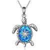 JERWLI Collana a forma di tartaruga, in argento 925, con ciondolo a forma di tartaruga, con opale blu, idea regalo per donne e ragazze