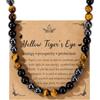 JSDDE Collana con perle in pietre e cristalli naturali per uomo e donna, tripla protezione in occhio di tigre, ossidiana, ematite, pietre preziose, gioielli amuleto regalo spirituale compleanno