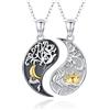 OHAYOO Yin Yang, ciondolo in argento 925, collana dell'amicizia per 2 luna, ciondolo a forma di sole, Ying Yang, regalo per donne, fidanzate e uomini, 19x12 mm, Argento sterling