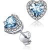 ChicSilver Orecchini Donna Argento 925, Orecchini Donna Cuore Blu Acquamarina Pietra Portafortuna Marzo, Orecchino Zirconia per Anniversario Natale Compleanno