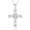 EVER FAITH Ottobre pietra portafortuna creato ovale a forma di opale collana per le donne ragazze, classica croce ciondolo scatola per la festa della mamma bianco rosa oro tono, Zirconia
