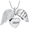 VCCWYQK Collana di urna cuore con ali d'angelo per ceneri ciondolo commemorativo per donne e uomini gioielli cremazione, talla única, Acciaio inossidabile, Nessuna pietra preziosa