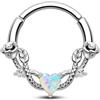 CM Crareesi Mania Piercing setto rosa 16 g Anelli segmentati a cerniera in acciaio inossidabile 316L Orecchini a cuore CZ Setto Daith Helix Cartilagine Gioielli, 10mm, Opale