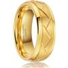SOXEMAN Anello Nuziale Uomo in Tungsteno, Larghezza 8mm con Motivo Chevron, Finitura Satinata Industriale (Misura USA) | Tungsteno Oro | Misura USA 14 (72,3 mm)