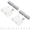 UFURMATE Chiusura magnetica per porta in vetro, set da 2 chiavistelli a pressione doppi in vetro con morsetto regolabile, adatto per porte a battente da 3-6 mm (argento e bianco)