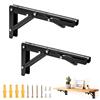 Qzakce Staffe Pieghevoli per Mensole 290mm Metallo Supporti Tavolo a Parete Staffa Mensola Salvaspazio per Banco di Lavoro Fai da Te Cucina Camera Garage Studio 2 Pezzi Nero